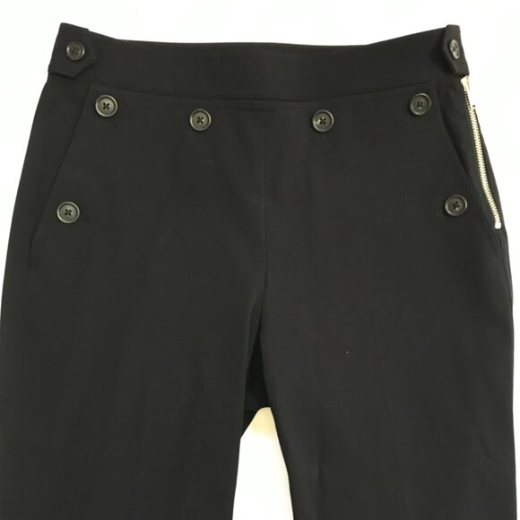 NWOT Helmut Lang High Rise Flare Pants Womens 6 Black Side Zip Button Stretch - Picture 3 of 12